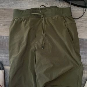 Green Lululemon shorts with liner